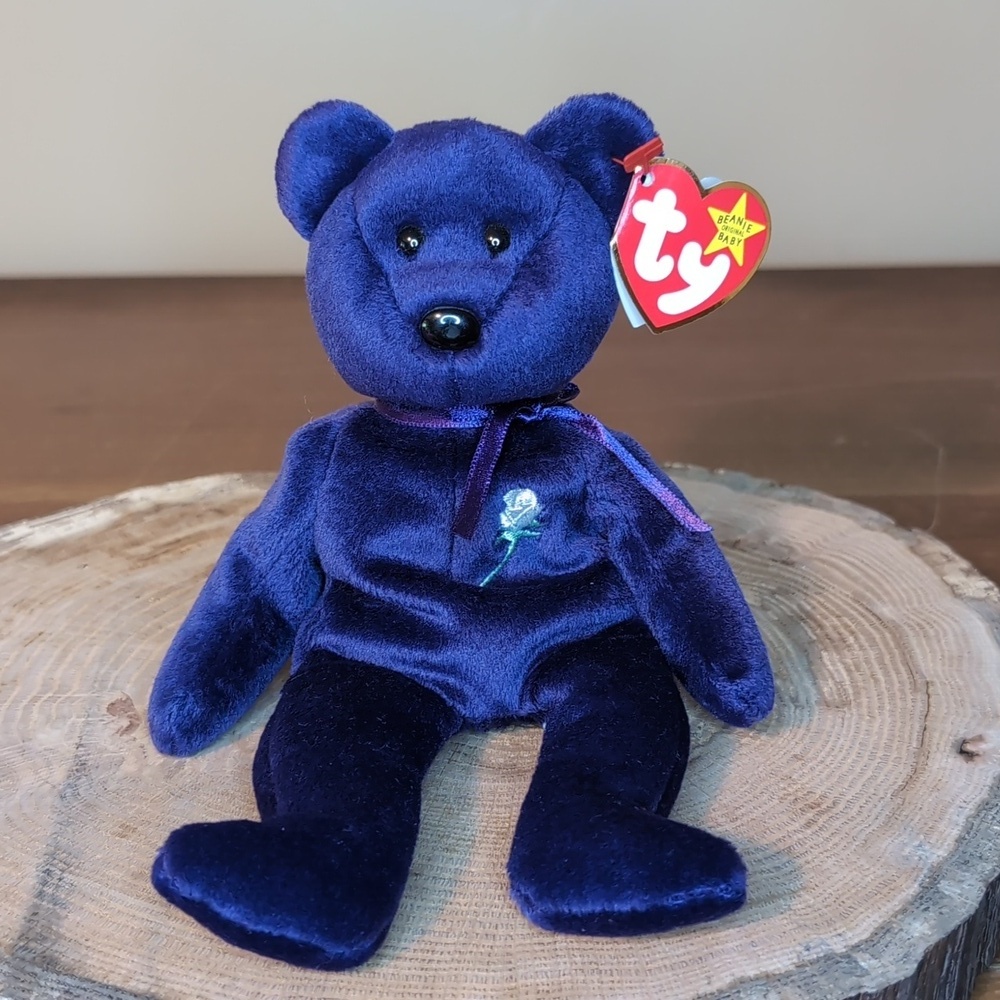 Ty‎ Beanie Baby PRINCESS Diana Of Wales Teddy Bear - Retired Collectible 🌹💜